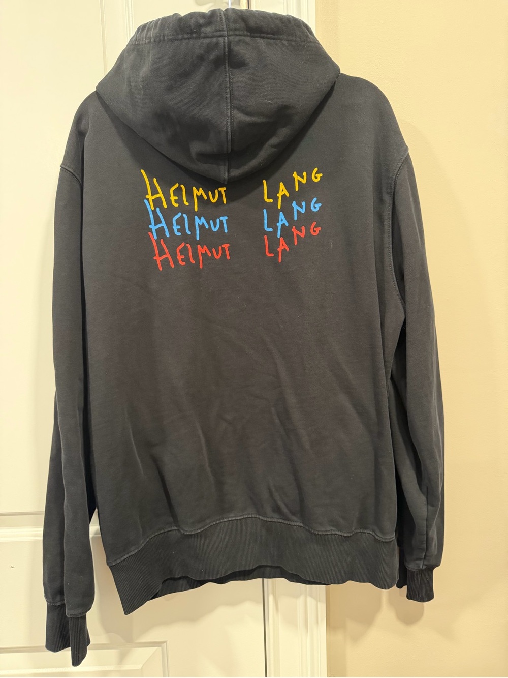 Helmut Lang Black Hoodie with Multicolor Script Logo